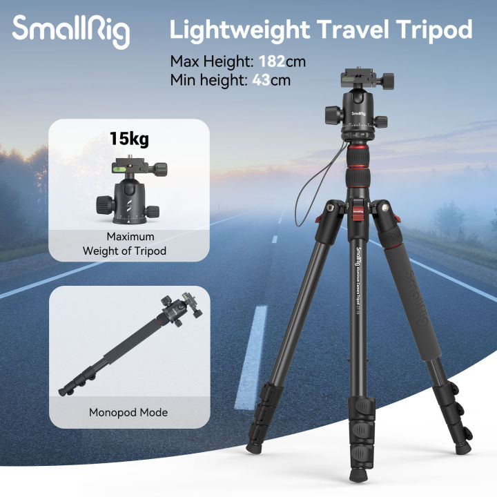 SmallRig Tripod Stand 71" Camera Stand with Phone Stand Holder Monopod with Ball Head Height from 43cm to 182cm for Phone Mirrorless DSLR Camera Travel CT-10 3935