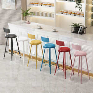 Nordic Bar Stool Modern Simple Light Luxury High Stool Home Backrest Color Bar Stool for Milk Tea Shop Chairs for Bar