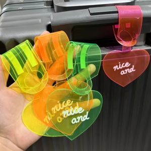 4Pcs Fluorescent Baggage Tag Portable Anti-lost PVC Suitcase Label Travel Colorful Luggage Tag