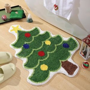 VIKAMA Giáng Sinh Hoạt Hình Giả Cashmere Thảm Mềm Mại Chống Trơn Trượt Phòng Tắm Sàn Phòng Khách Phòng Ngủ Lối Vào Trang Trí Nhà