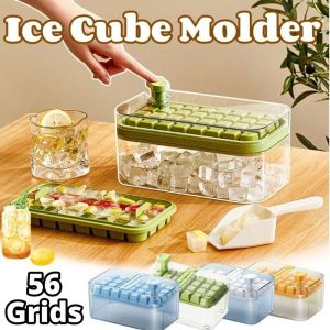 56 Grids Ice Cube Molder with Lid Ice Cube Tray Reusable Silicone Ice Maker