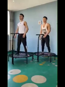 48 Inch Foldable Silent Fitness Trampoline Black Red PP Material 150kg Load Portable Adjustable Handle for Adults Kids Indoor Outdoor Exercise