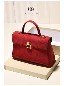 Red Wedding Satchel Bag Original Design Soft Suede New 2025 Fashionable Single Shoulder Handbag for Women GXFMOD