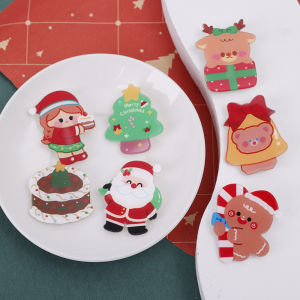 เข็มกลัดรูปการ์ตูนคริสต์มาส5ชิ้นเข็มกลัดเครื่องประดับแฟชั่นรูปต้นซานตาคลอสน่ารัก