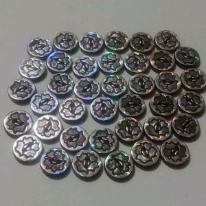 100 pcs kancing baju Koko motif ukiran Bunga Silver Lubang 2 diameter 13 mm 18 mm 21mm