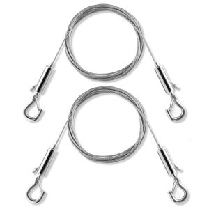2pcs Adjustable Heavy-Duty Stainless Steel Wire Rope Picture Suspension Wire Upgrade Frame Suspension Kit with Strong Hooks