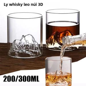 3D Núi Whisky Kính Trong Suốt Đa Năng Bia Trà Cà Phê Thủy Tinh Thân Thiện Với Môi Trường Cho Gia Đình Thanh Đảng 200/300/350ML