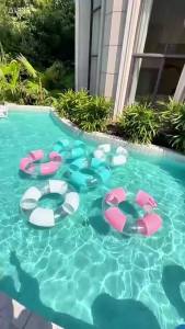 1Pc Stripe Swim Tube Inflatable Swimming Ring Pool Float Adults Swimming Circle Pool Accessory  Summer Water Sports Swim Float