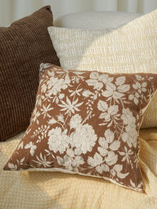 French Vintage Cream Style Sofa Living Room Pillowcase Brown Cushion Cover Good Looking Square Shape Removable And Washable