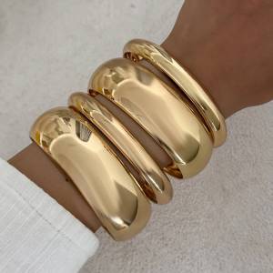 Ingemark | Ingemark Punk Glossy Metal Round Chunky Bangles for Women New Trend Hip Hop Gold Color Geometric Bracelet Set Grunge Jewelry Men