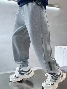 New Winter Boys Plush Warm Pants Autumn Kids Fashion Solid Color Stripe Sweatpants for 4-12 Years Children Casual Trousers