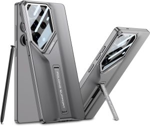 กันกระแทกสำหรับ Samsung Galaxy S25เคสบางพิเศษซ่อนอยู่ในตัวซ่อนขาตั้ง/เลนส์กระจกเทมเปอร์ที่มีดีไซน์กันรอยขูดขีดป้องกันลายนิ้วมือกันรอยขีดข่วน (กาแลคซี S24อัลตร้า)