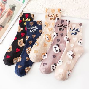 animal print kawaii cute socks korean style women cat panda cartoon woman calcetines meias mulher skarpetki calcetas sock
