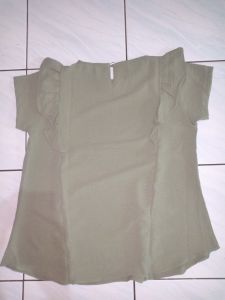 Blouse Wanita Lengan Pendek Atasan Cewek Casual Baju Putih Dewasa