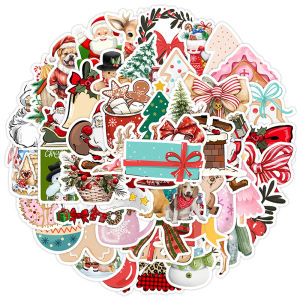 50PCS Vintage Christmas Stickers Santa Claus Snowman Sticker Pack Xmas Gifts Xmas Party Supplies Waterproof Holiday Decals