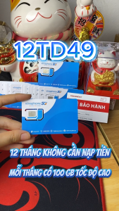 Sim 5G Gói 12TD49 Vinaphone - Sim 5G Với 100GB  DATA TỐC ĐỘ CAO MỖI THÁNG  DATA KHÔNG CHIA THEO NGÀY  SỬ DỤNG LIÊN TỤC 12 THÁNG KHÔNG NẠP TIỀN . FREESHIP - CHƯA KÍCH HOẠT