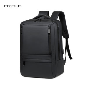 OTOHE กระเป๋าเป้แฟชั่นชายเป้สะพายหลังธุรกิจเป้สะพายหลังเป้สะพายหลัง ที่มีเนื้อสัมผัสกันน้ำออกแบบฟิล์มขนาดใหญ่กระเป๋าเป้สะพายหลังขนาด 15.6 นิ้วกระเป๋าเป้มัลติฟังก์ชั่นเป้สะพายหลังแบบพกพาสะพายหลังแบบพกพา USB ชาร์จไฟ