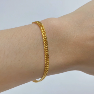 WENG KWONG Machine Curb Chain Bracelet in 22K/ 916 Yellow Gold (3B0247)