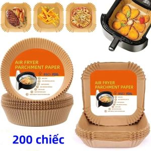 50/100/200 Viên Nồi Chiên Không Dầu Air Fryer Chống Dính Giấy Nướng Bánh Tròn Airfryer Lót Nhựa Phụ Kiện Nhà Bếp Cho Nồi Chiên Không Dầu Air Fryer Thảm Nướng Bánh