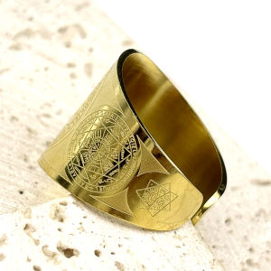 Seven Archangels Angel Adjustable Rings for Women Men Stainless Steel Gold Color Seal of Solomon Protection Finger Ring Jewelry