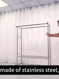 Clothes drying rack | Floor-standing clothes drying rack | Movable balcony | Bold and thickened | With mesh frame Rak pengeringan