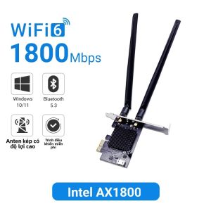 Bộ Điều Hợp Mạng Không Dây WALRAM WiFi6E AX1800 PCI Express Với Bluetooth 5.3 Ba Băng Tần 2.4G/5.8GHz Dành Cho Máy Tính Để Bàn