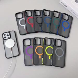 Luxury Magnetic Color Matte Translucent Armor Shockproof Case For iPhone 11 12 13 14 15 16 ProMax Magsafe Wireless Charge Cover