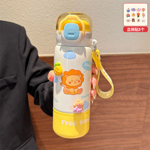 Cốc Nước Cách Nhiệt Cho Trẻ Em 500ml Có Nắp Và Ống Bảo Vệ Chống Rơi Cốc Nước Đi Học Cho Trẻ Mẫu Giáo Cốc Nước Hai Lỗ