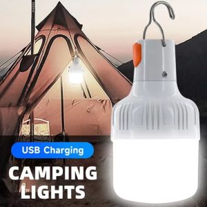 1PC 60W USB Rechargeable LED Lamp Bulb Portable Emergency Light for Camping Fishing Night Outdoor Hook-Up Lantern LT014