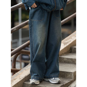 Loose Straight Leg Japanese Style Mens Jeans Spring Autumn New Wide Leg Pants Vintage Feel Casual Comfortable Fit