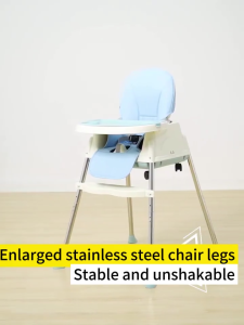 High Chair for Baby Adjustable Height Feeding Dining Chair with Removable Legs & Safety Belt & Wheels