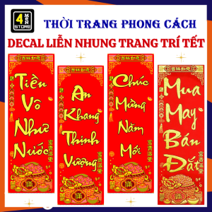 Liễn Nhung Dán Cửa - Decal Liễng Vải Nhung Trang Trí Tết . Bộ Câu Đối Chúc Tết May Mắn - Khánh Nhung   Liễn Đỏ Decor Nhà Cửa Ngày Tết