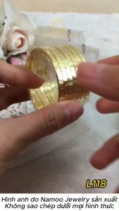Lắc Ximen 7 Chiếc L118 Mạ Vàng Chạm Khắc Khía Bản 4 Li Móc Khóa Lưỡi Gà Có Dập Ký Hiệu 18K