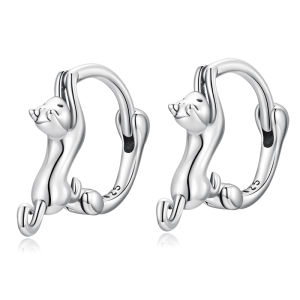 BAMOER Bông Tai Hình Mèo Sterling 925 Thật Cho Nữ Quà Tặng Bông Tai Khóa Trang Sức Thời Trang SCE1488