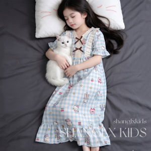 SHANGLEXIONG | Đồ Ngủ Bé Gái Mùa Hè Phong Cách Băng Lụa