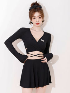 Bộ Đồ Bơi Nữ Dáng Chữ a Dài Tay Cổ Chữ V Cạp Cao Che Bụng Che Mông Quần Áo Bơi Lội Thể Thao Mùa Hè 2023