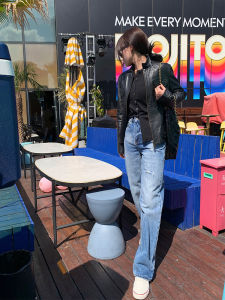 High Waist Wide Leg Blue Jeans Womens Fashionable Torn Slimming Long Pants Spring Summer Autumn High Quality Denim Skinnies