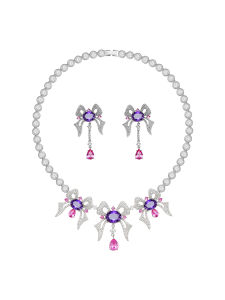 MaisonWester Summer Purple Gem Necklace Sparkling Elegant High-Quality Zirconia Jewelry Set for Women Fashionable Accessory