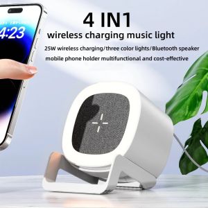 ♥ SFREE Shipping ♥ 4 in 1 15W Fast Wireless Charger compatible For iPhone 15 14 13 12 ProMax Buletooth Speaker Touch Sensor Stand Dock with Bedside RGB Lamp