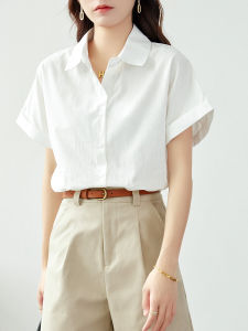 Pure Cotton Ladies Short Sleeve White Shirt Thin Summer New Style Korean Loose Fit Button up Womens Top Fashionable Commute Wear