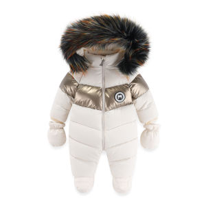 Childdkivy | Winter Newborn Baby Romper With Gloves Warm Baby Girl Clothes Hooded Childrens Clothing Set Thicken Kids Boys Jumpsuit 0-24M