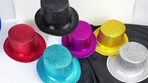 1PC Glitter Top Hat Sequin Magician Hat for Party Costume Christmas Halloween Wedding Performance Accessory