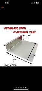 Stainless Steel Plastering Tray Grade 304 for Plaster Ceiling | Plaster Tray | Plastering Tool Holder | Trowel Mixing Tray