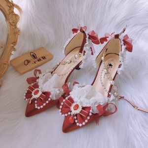 Giày Cưới Lo Hoa Nguyên Tác Thủ Công Tinh Yêu Giày Cao Gót Màu Trắng Dễ Phối Nổi Ánh Sáng Tất Cả Voi Phù La Tiểu Thư Lạc Lolita