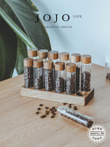 Modern Simple Glass Storage Jar Sealed Bottle Wood Lid Kitchen Storage Container Decorative Pieces Universal Cylinder Shape