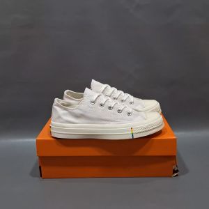 SEPATU CNVRS 70S LOW PELANGI PUTIH POLOS SOL GLOSSY 37-43 SNEAKERS RAINBOW WHITE