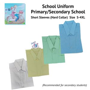 School Uniform Primary/Secondary School Short Sleeves (Hard Collar) Size S-4XL