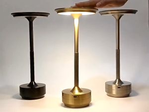 LED Metal Table Lamp USB Touch Control Dimmable Bedside Lighting Light Bar Restaurant Decor Lamp