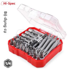 Hi-Spec | Bộ Tua Vít Từ Tính Dài 25mm 50mm Hi-Spec Kèm Bộ Chuyển Đổi Và Giá Đỡ Đầu Vít Trong Hộp Đựng Làm Từ Thép Chrome-Vanadium