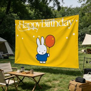 Miffy | Cartoon M-Miffy Flag For Living Room Home Dorm Decor Wall Outdoor Camping Party Banner Gifts